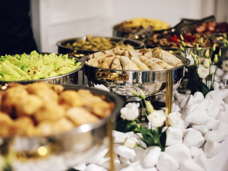 Delicious catering spread by Aura Celebrations